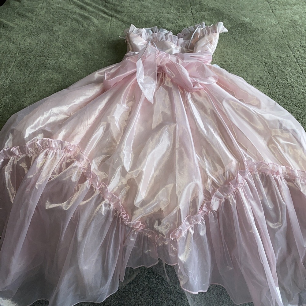 XS 1950s Dress Pink Party‎ Bow Dress VTG  SZ 5, 50s Cute Barbie Lace - Picture 3 of 16